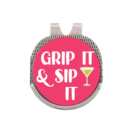 Silver Hat Clip with Golf Ball Marker