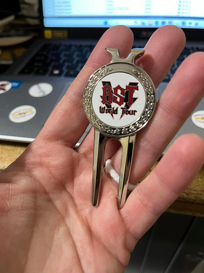 Silver CUSTOM Golf Ball Divot tool With Custom Printed Place Holder