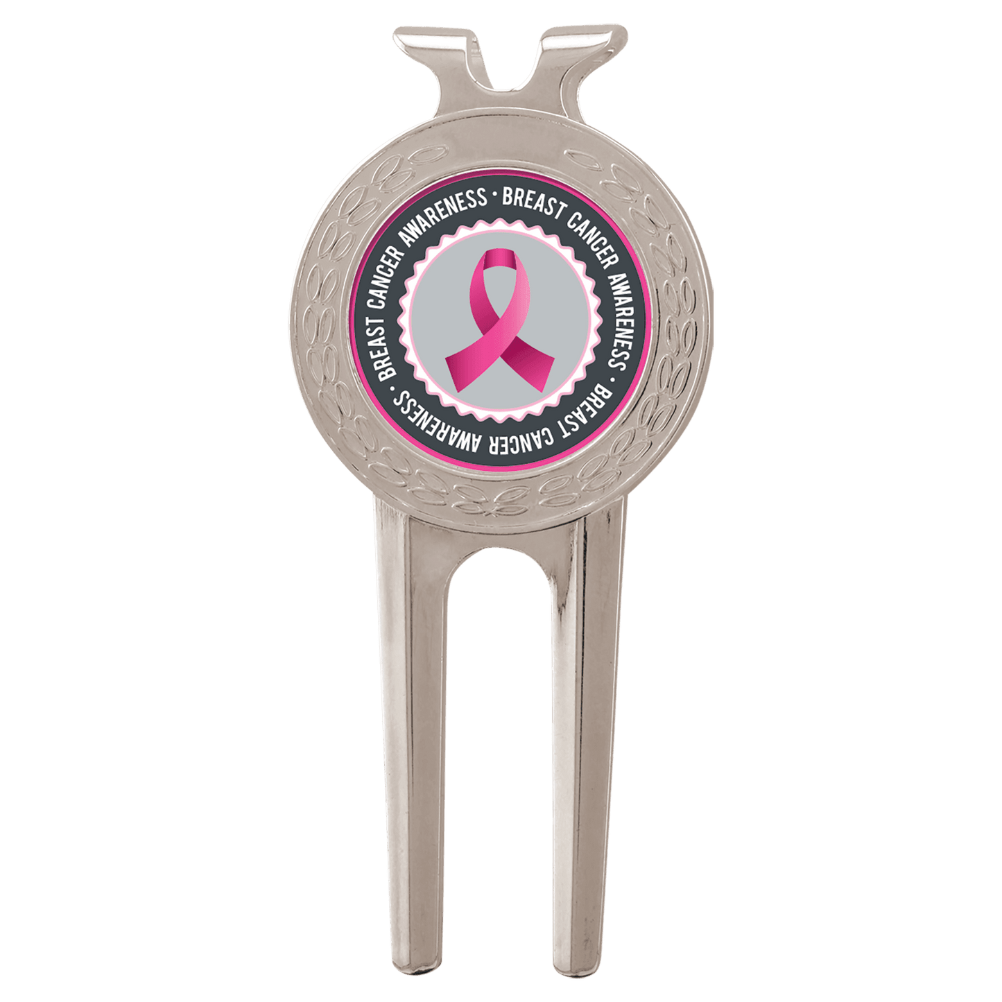 Silver CUSTOM Golf Ball Divot tool With Custom Printed Place Holder