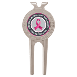 Silver CUSTOM Golf Ball Divot tool With Custom Printed Place Holder