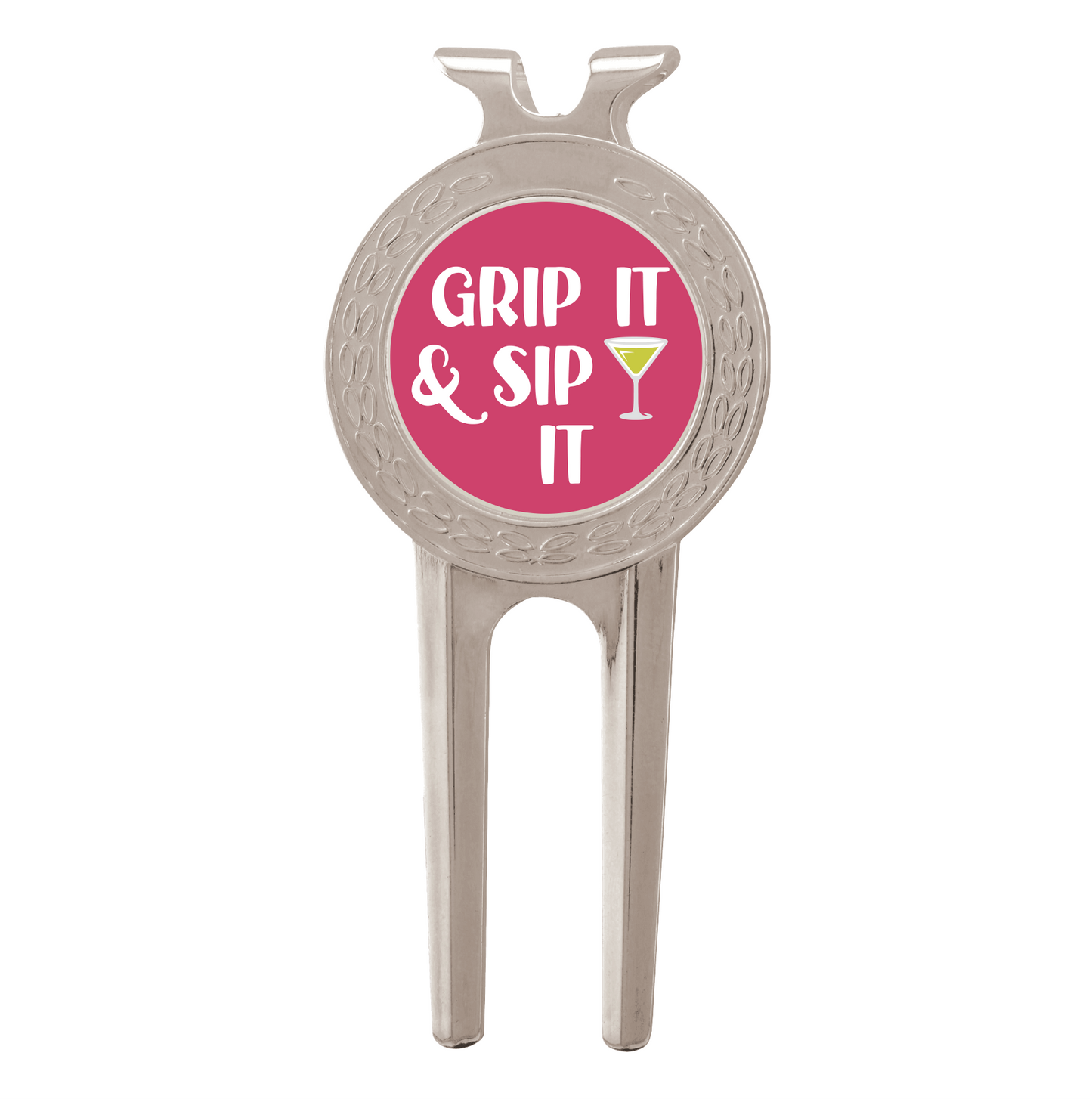 Silver Golf Ball Divot tool With Custom Printed Place Holder