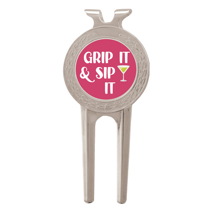 Silver Golf Ball Divot tool With Custom Printed Place Holder