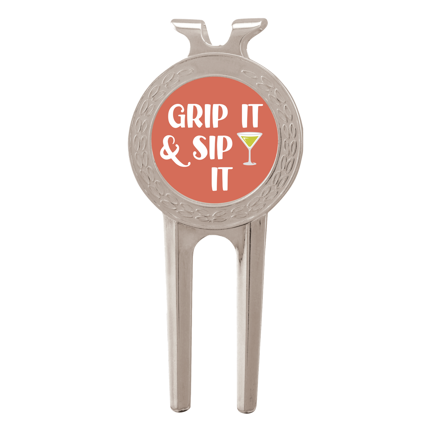 Silver Golf Ball Divot tool With Custom Printed Place Holder