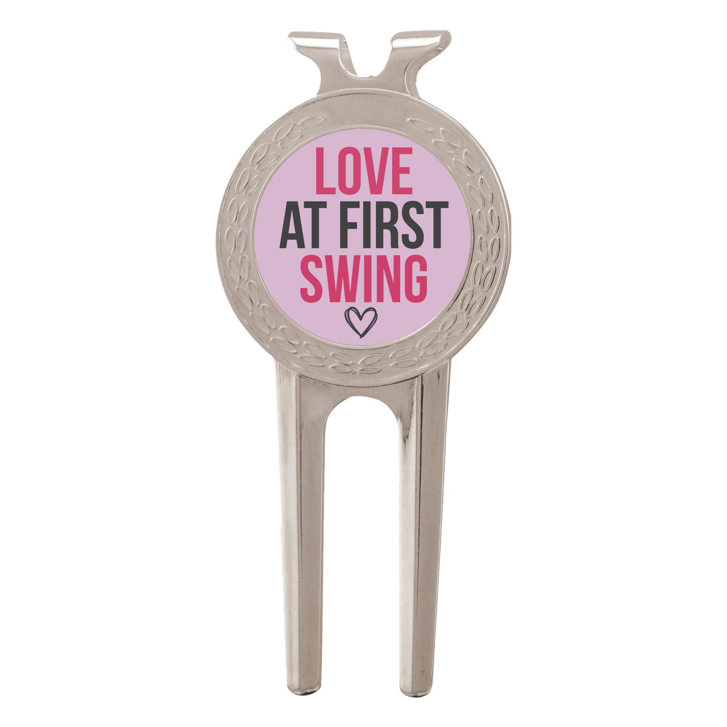 Silver Golf Ball Divot tool With Custom Printed Place Holder