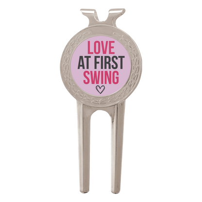 Silver Golf Ball Divot tool With Custom Printed Place Holder