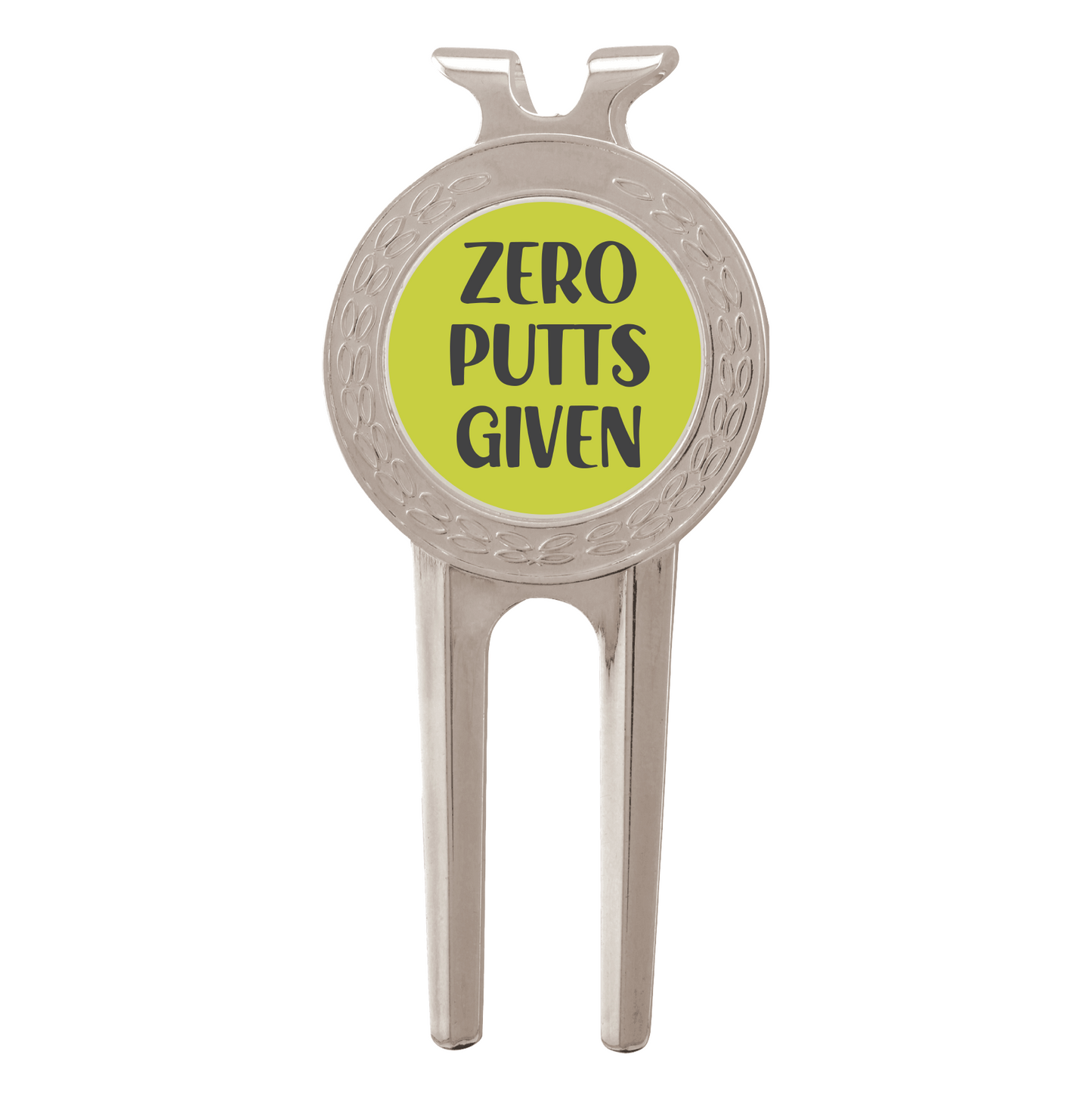 Silver Golf Ball Divot tool With Custom Printed Place Holder