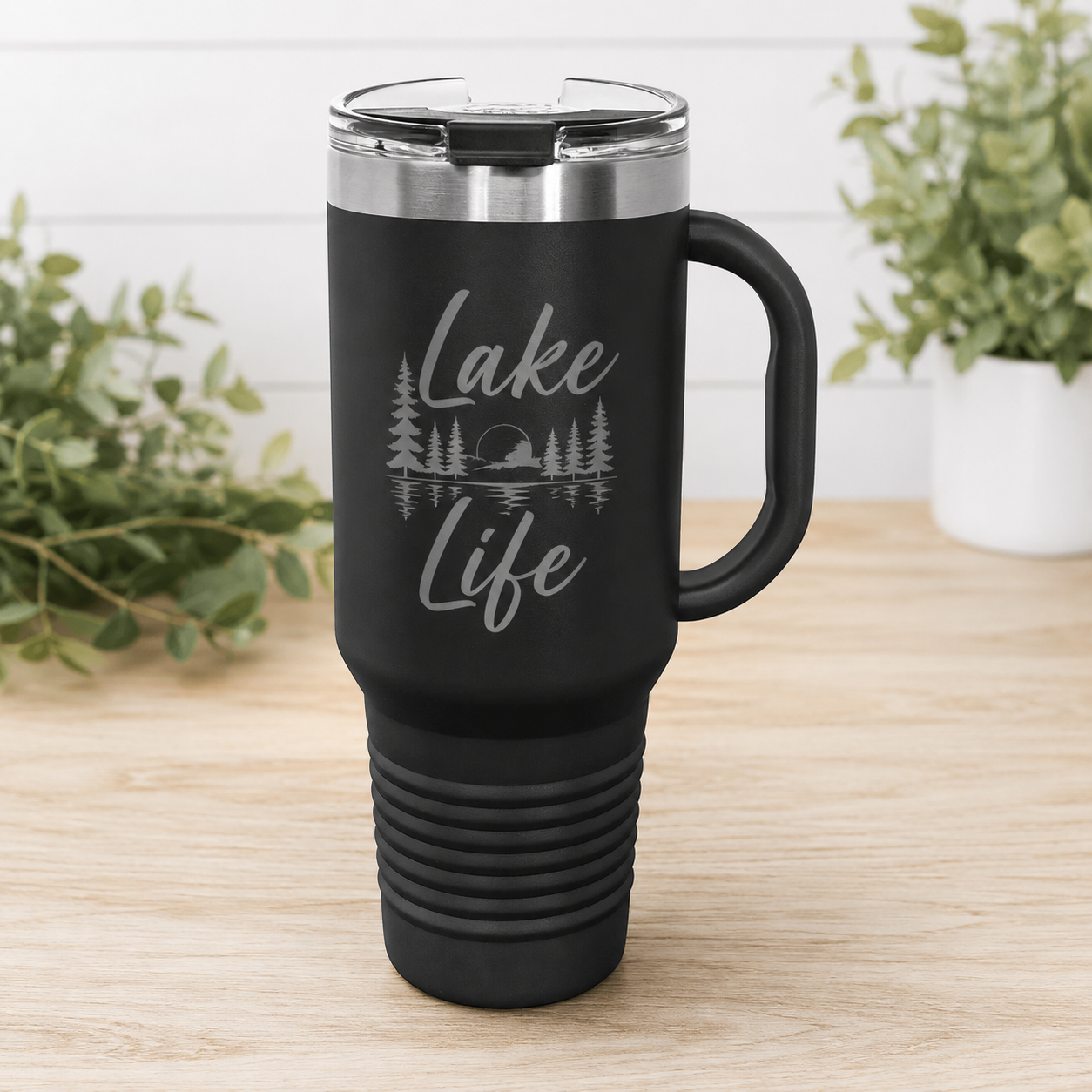 40 oz tumbler with handle and locking lid